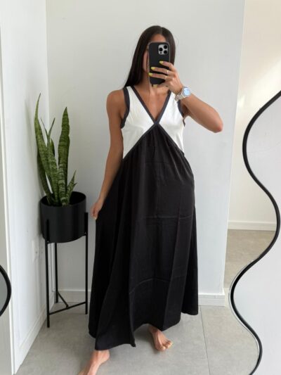 vestido agustina blanco y negro bikinis kinis