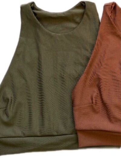 Top long verde militar - LINEA LICRA ACANALADA