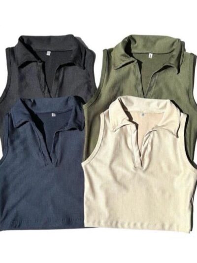 Top muscuchomba verde militar - LINEA LICRA ACANALADA